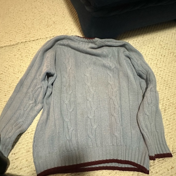 Turnbull and asser knit cable blue and burgundy pullover - Picture 5 of 6